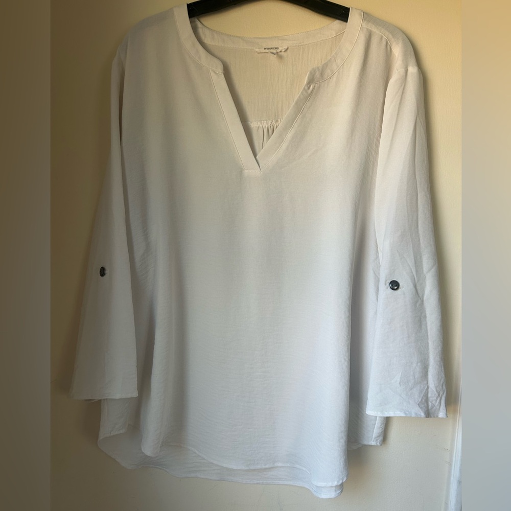 Maurices White V-Neck Women's Blouse